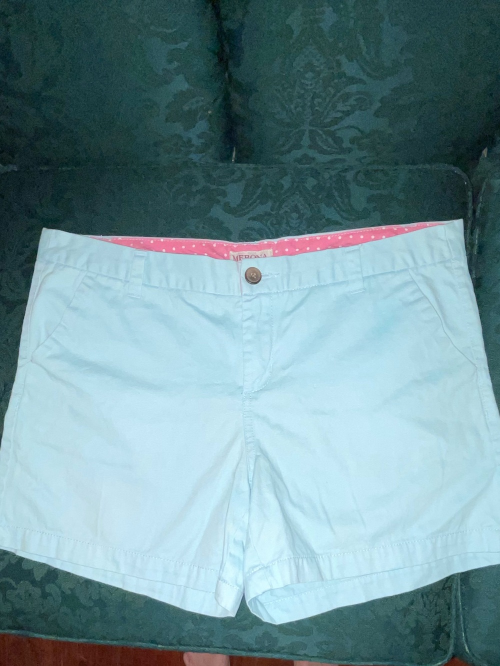 Merona Light Blue Women's Cotton Shorts with Pink Waistband Accent